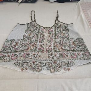 Aeropostale Top Womens sz Medium Sheer Floral Strappy Tank Hippie Bohemian Fall